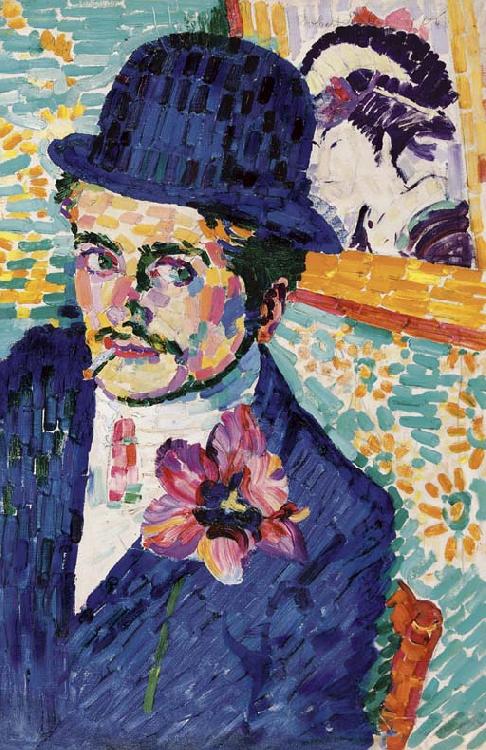 robert delaunay homme a la tulipe oil painting image